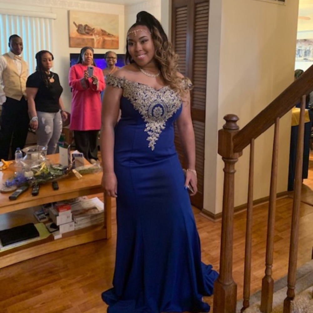 Royal Blue Gold Detailed Prom/ Formal Dress 💙